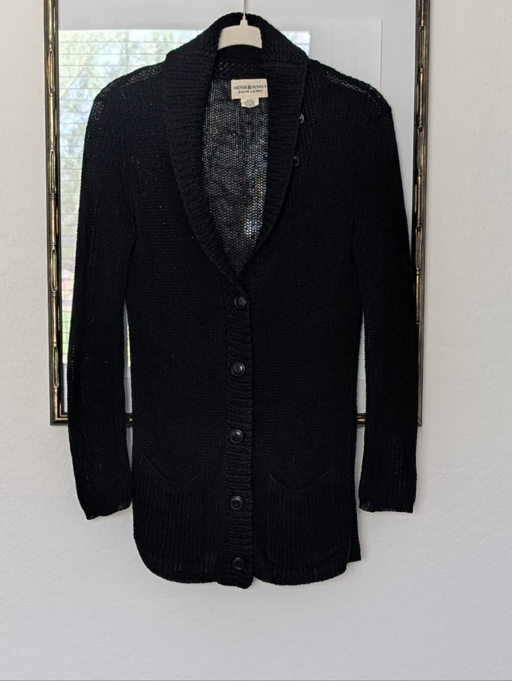 Denim & Supply Ralph Lauren Black Shawl-Collar Button Cardigan SZ XS